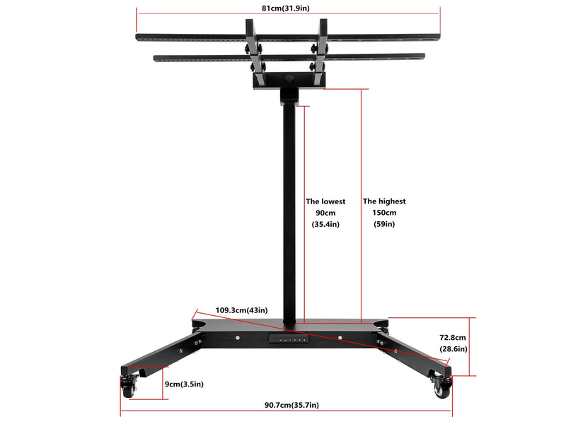 Horizontal/Vertical Powered Automatic Rolling Stand for EXESAS Red Light Therapy Panels, Auto Height Adjustment, (Panel Sold Separately)